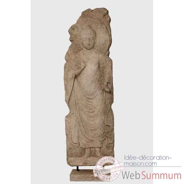Bouddha en relief sculpte sur socle Rochers Diffusion -BSR 150