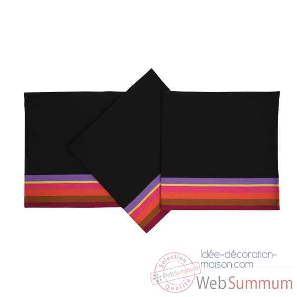 Serviette ourlee - 53x53 Lot de 6 Mauleon noir 100% coton Artiga Hivers -arti10339