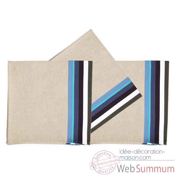 Serviette ourlee Artiga Mauleon bleu 53 x 53