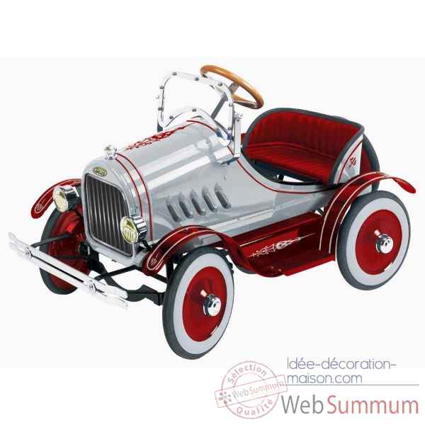 Voiture a pedales en metal deluxe model t roadster argent et rouge G-046