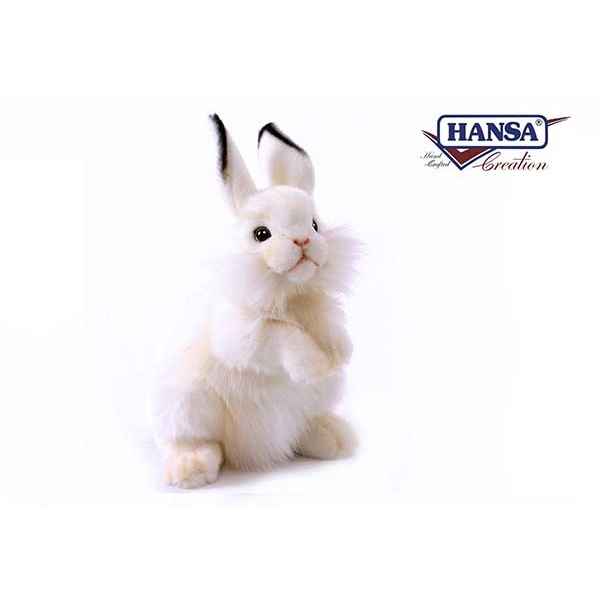Anima - Peluche lapin dressé blanc 32 cm -3313