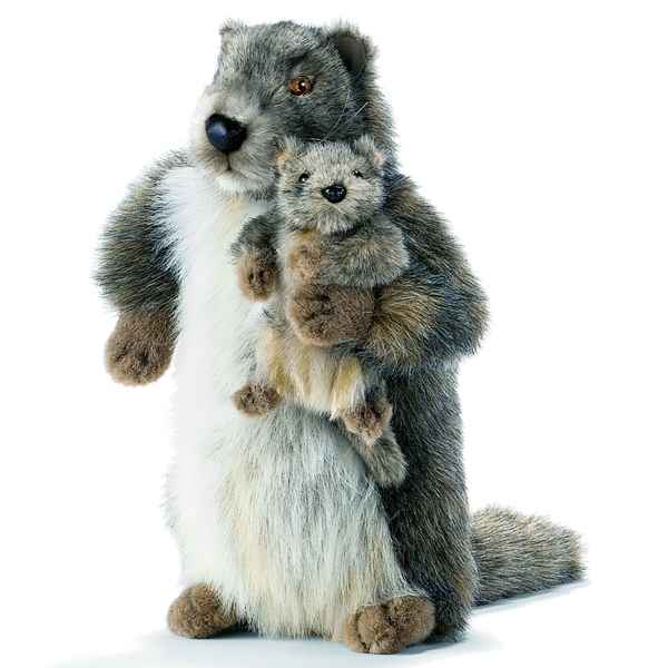 Anima - Peluche marmotte avec bebe 33 cm -4162