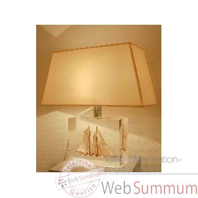 Moyenne Lampe Goelette Creme Abat-jour Trapeze Beige - 125-2