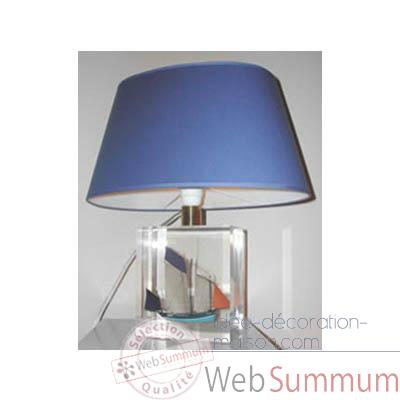 Petite Lampe Chaloupe Can 23 Bleu Abat-jour Ovale Bleu Foncé-85-1