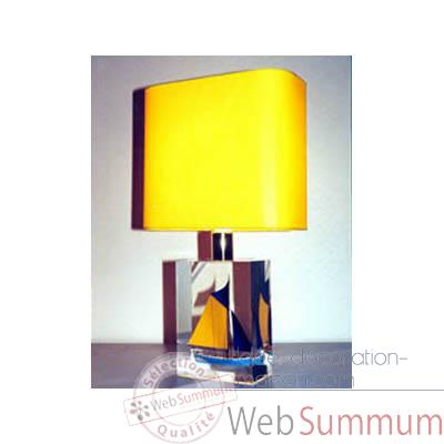 Mini Lampe Petite barque Bleue-Jaune Abat-jour jaune-76