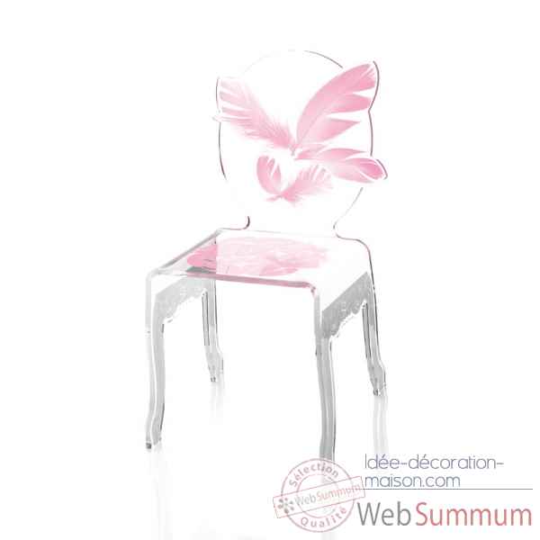 Chaise plume enfant rose acrila -chper