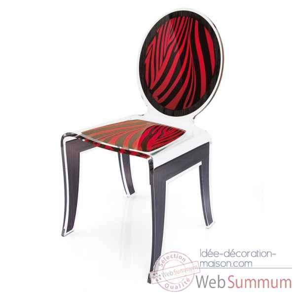 Chaise wild zebre rouge acrila -cwzrou