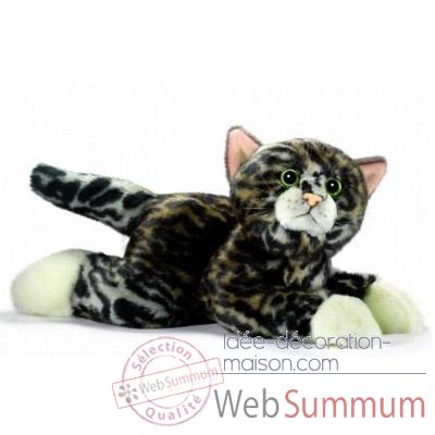Anima - Peluche chatons tigré couché 30 cm aux pattes blanches -7047