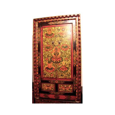 Armoire 2 portes et 2 tiroirs tibetain cadre sculpte style Chine -C0879