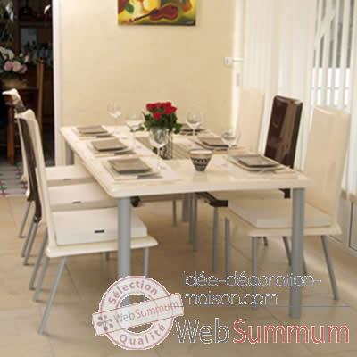 Table repas design Saint Tropez blanche pieds laqus Art Mely - AM27