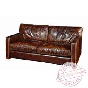 Canapé viscount en cuir couleur cigare deux place h 850 x 1830 x 1000 Arteinmotion DIV-VIS0007