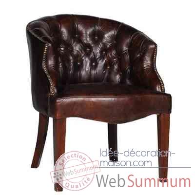 Chaise bosun en cuir couleur cigare h 830 x 660 x 720 Arteinmotion SED-BOS0011
