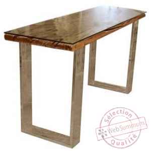 Table console oregon en acier et bois recycle et verre arteinmotion -tav-leg0065