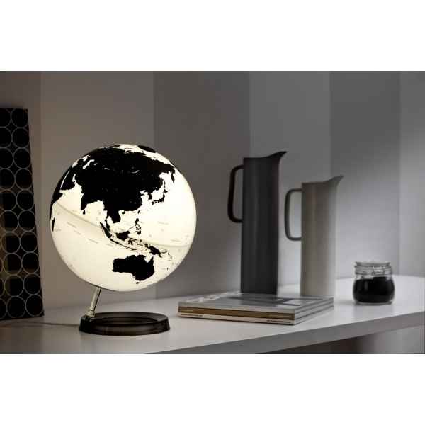 Globe lumineux light and colour blanc base noire en anglais