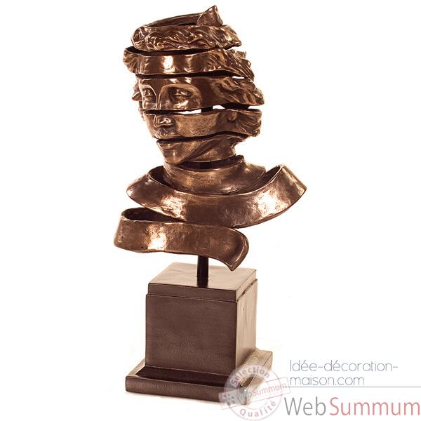 Sculpture-Modele Ribbon Head Bust, surface bronze nouveau et fer-bs1728nb/iro