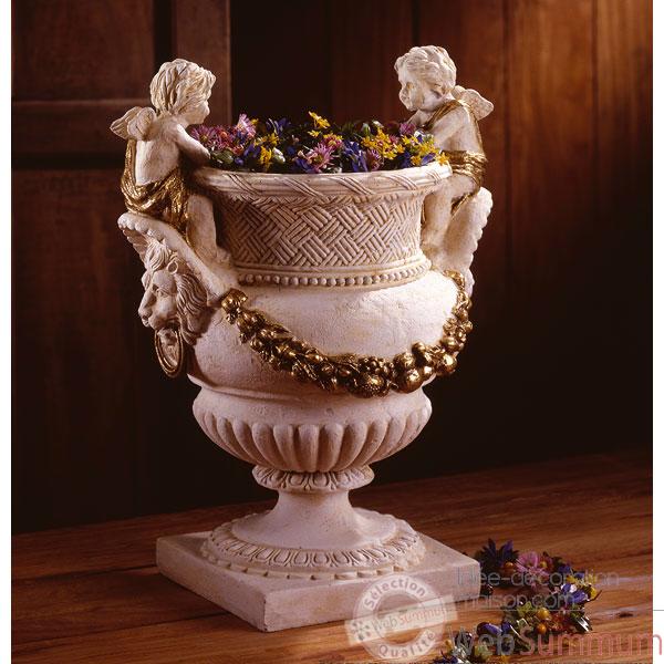 Vases-Modele Cherub Urn, surface marbre vieilli patine or-bs3060wwg