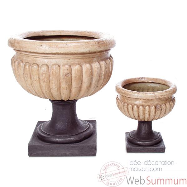 Vases-Modele Bath Urn, surface gres combines avec du fer-bs3094sa/iro