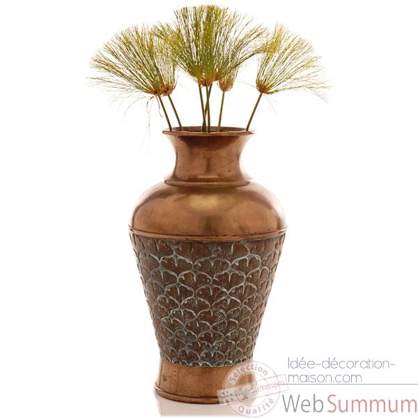 Vases-Modele Ginko Vase, surface bronze avec vert-de-gris-bs3263vb