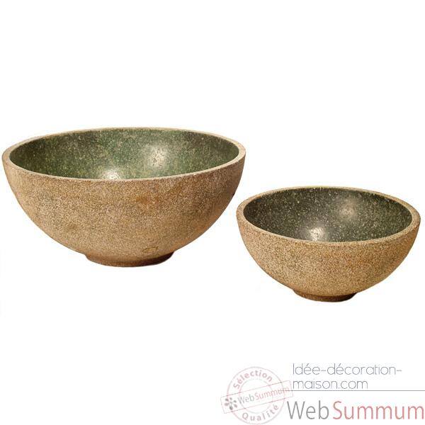 Video Vases-Modele Sulu Bowl Junior, surface granite et albatre noir-bs3426gry/alab