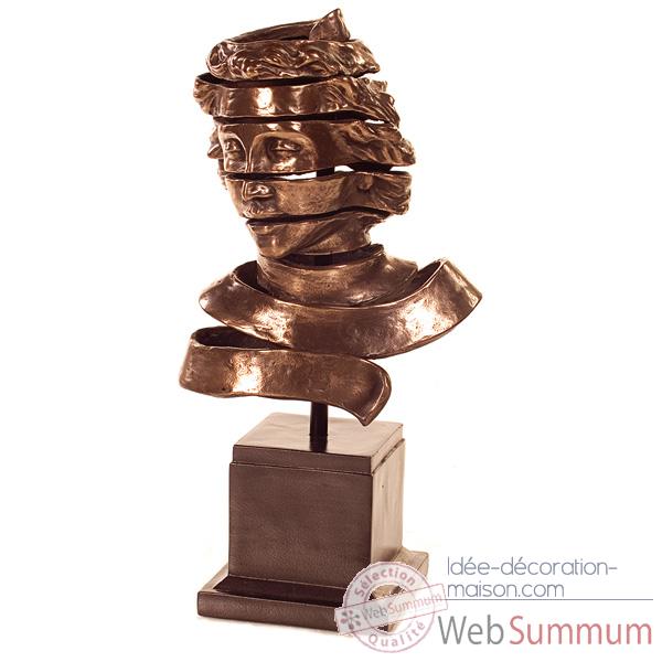 Sculpture Ribbon Head Bust, aluminium et fer -bs1728alu -iro