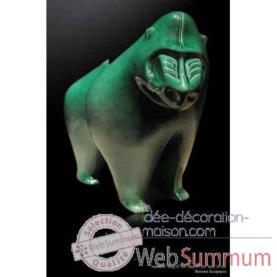 Mandrill vert en ceramique Borome Sculptures -mandvert