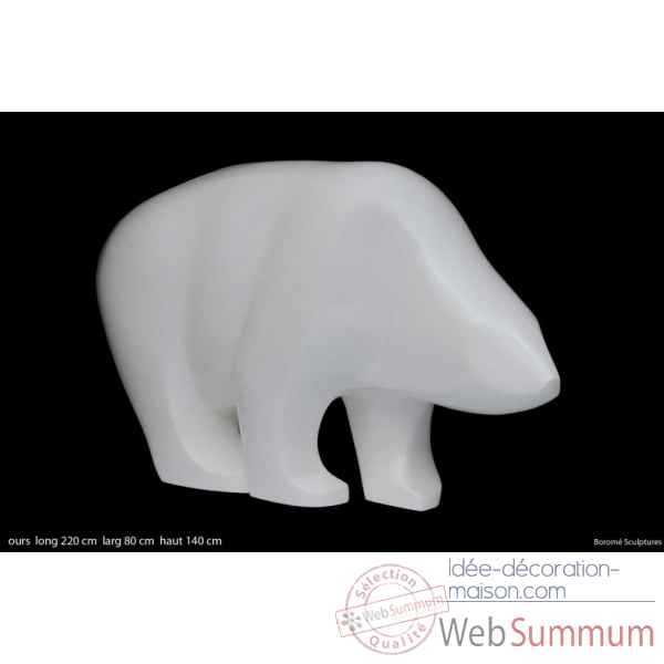 Ours blanc en resine Borome Sculptures -ourspole