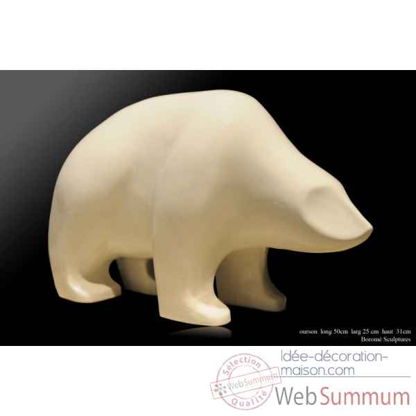 Ourson blanc en ceramique Borome Sculptures