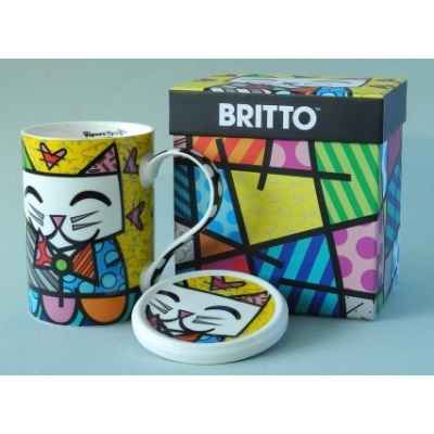 Mug et sa coupelle chat britto romero -b334236