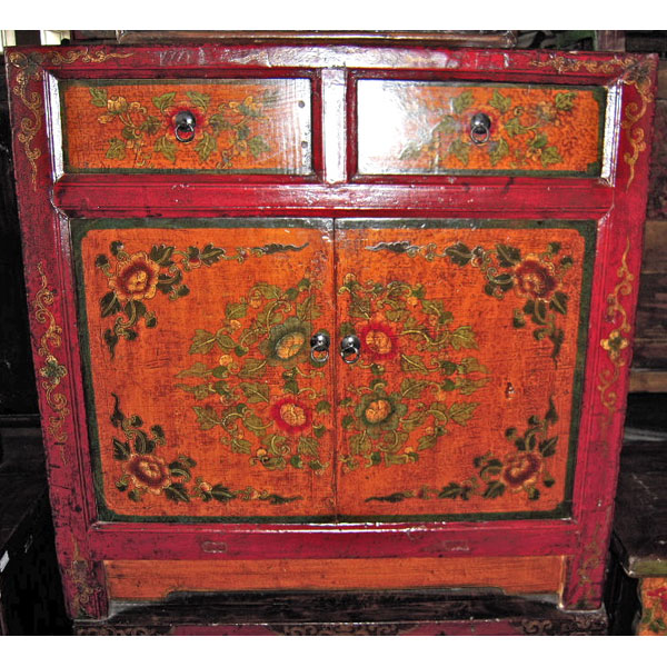 Buffet tibetain 2 portes et 2 tiroirs peint style Chine -C3003