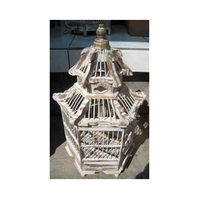 Cage Pagode blanche Art Design Indonesien -32276BL