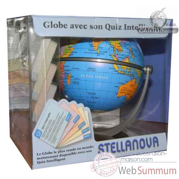 Globe iq 10 cm politique bleu avec quiz Cartotheque EGG -SLIQ10BLEU