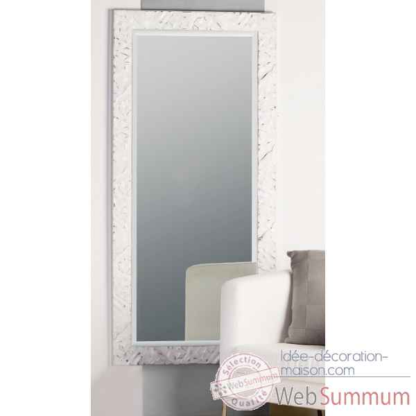 Miroir \"factory\" bois verre blanc argent Casablanca Design -51958