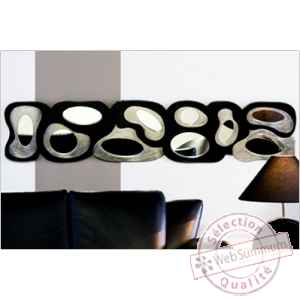 Miroir \\\"islands\\\" bois verre noir argent Casablanca Design -51758