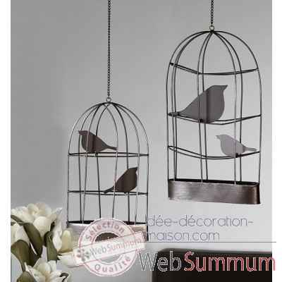 Objet decoratif a suspendre \"cage a oiseaux\" Casablanca Design -74409