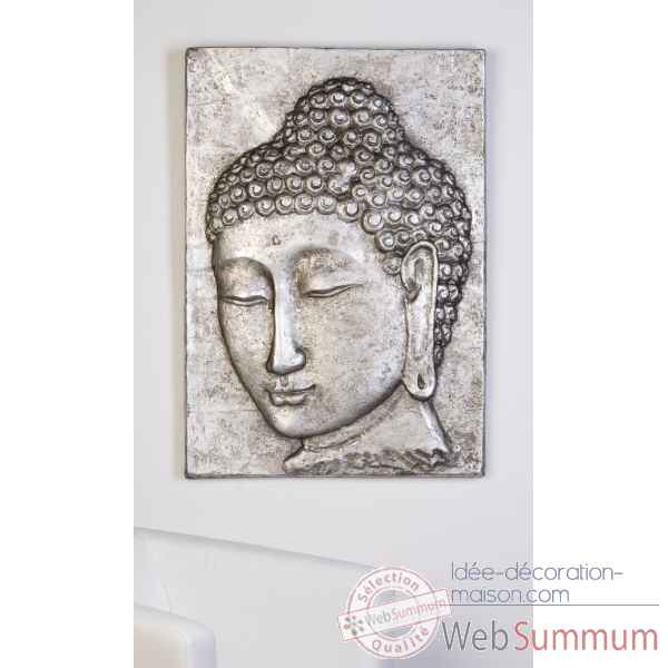 Peinture \\\"buddha\\\" poly argente Casablanca Design -51602