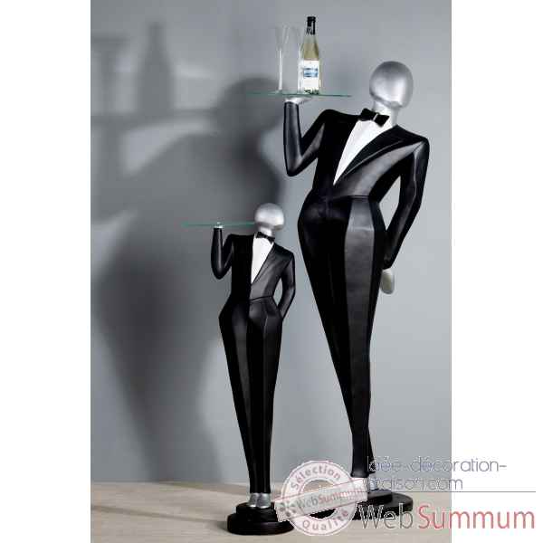 Poly figurine \"waiter\" noir argent 117 cm Casablanca Design -59563