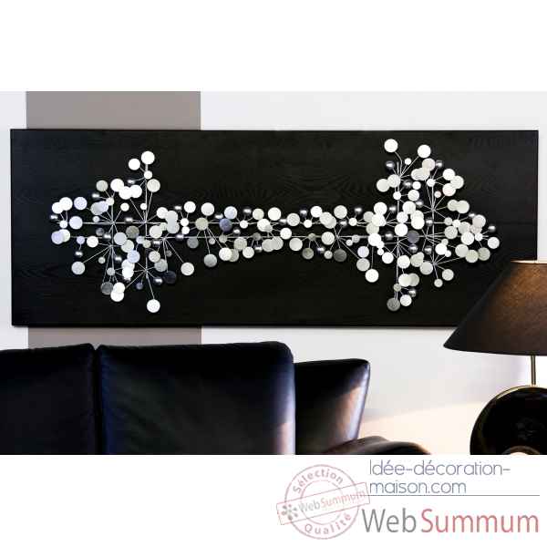 Peinture murale \"dots\" bois metal argent noir Casablanca Design -51762