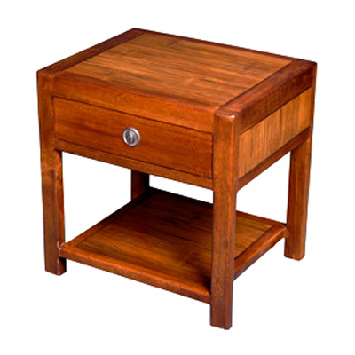 Table de chevet 1 tiroir avec 1 niche en bois cire Meuble d'Indonesie -56771CI