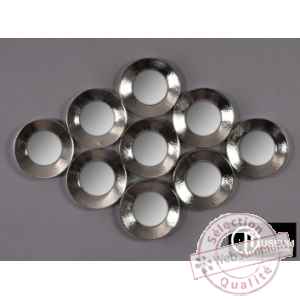 Objet decoration nickel appl murale 9 miroirs Edelweiss -C8917