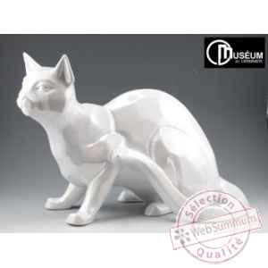 Objet decoration shadow chat blanc nacre Edelweiss -C2033