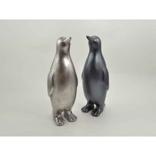 Statue pingouin polaire 48cm 2 couleurs argent assorties Edelweiss -C9552