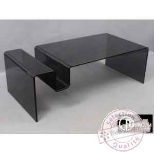 table basse verre gris fume Edelweiss -C7569