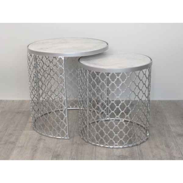 2 tables avec marbre arabesque Edelweiss -D3604