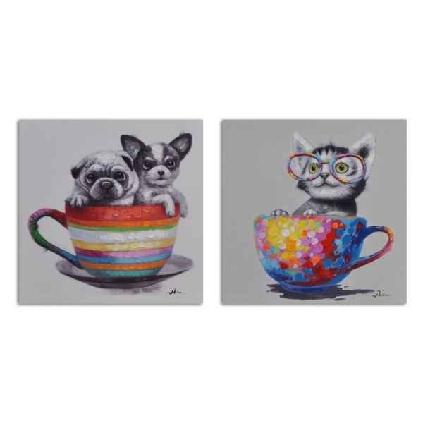 2 toiles animaux tasse 50x50cm Edelweiss -C7037