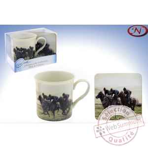 Sets mugs+sous bock chevaux par 6 8598465