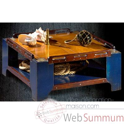 Table basse de \'Pont\' petit modèle, avec patine, époque 19ème - 100 x 34 x 100 cm - CA-002b