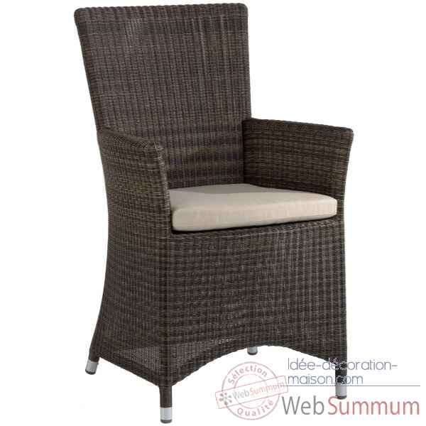 Fauteuil bridge de table Nevis resine Poivre sans coussin KOK 427BP