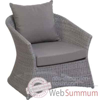 Fauteuil Zenith Resine Galet avec coussin tissus gris KOK 852/1H