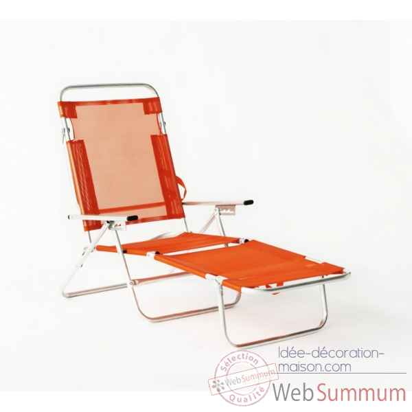 Segura-175 - chaise longue de plage pliable multipositions longueur : 145/185cm hauteur : 100cm couleur orange - lot de 2 Lido by hevea -9943-8430107