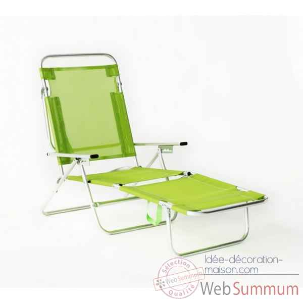 Segura-175 - chaise longue de plage pliable multipositions longueur : 145/185cm hauteur : 100cm couleur pistache - lot de 16 Lido by hevea -10034-3663141